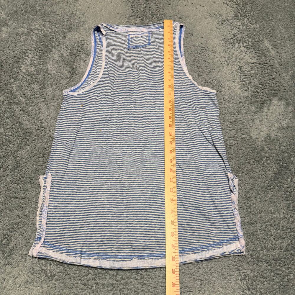 We the Free People Love Language Tank Top Shirt Womens Small Blue Linen Blend - Picture 5 of 7
